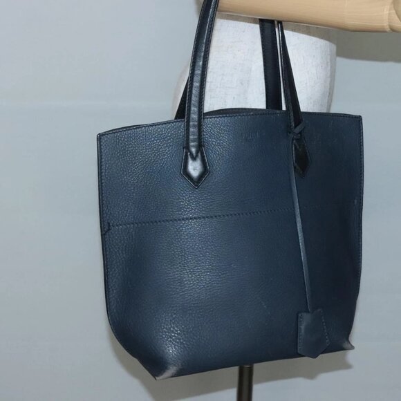 FENDI All In Shopping Tote Bag Leather Navy Auth 141928 - Picture 3 of 16